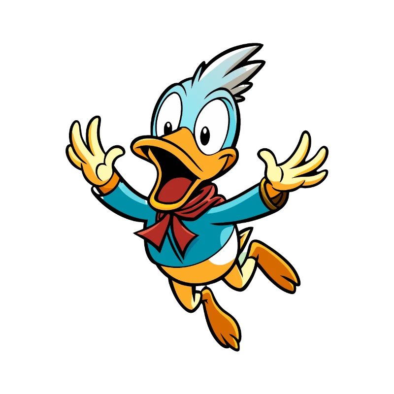 Whimsical Scared Duck Taking Flight Cartoon