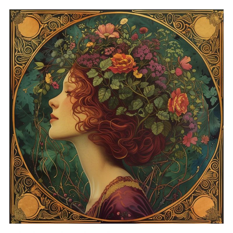 Junges Mädchen mit Blumenkranz