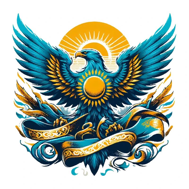 Kazakhstan Aigle Drapeau Drapeau Cadeau Dynamique