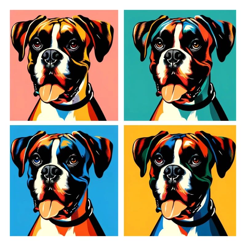 Pop Boxer chien Portrait - Portrait d’animal de compagnie