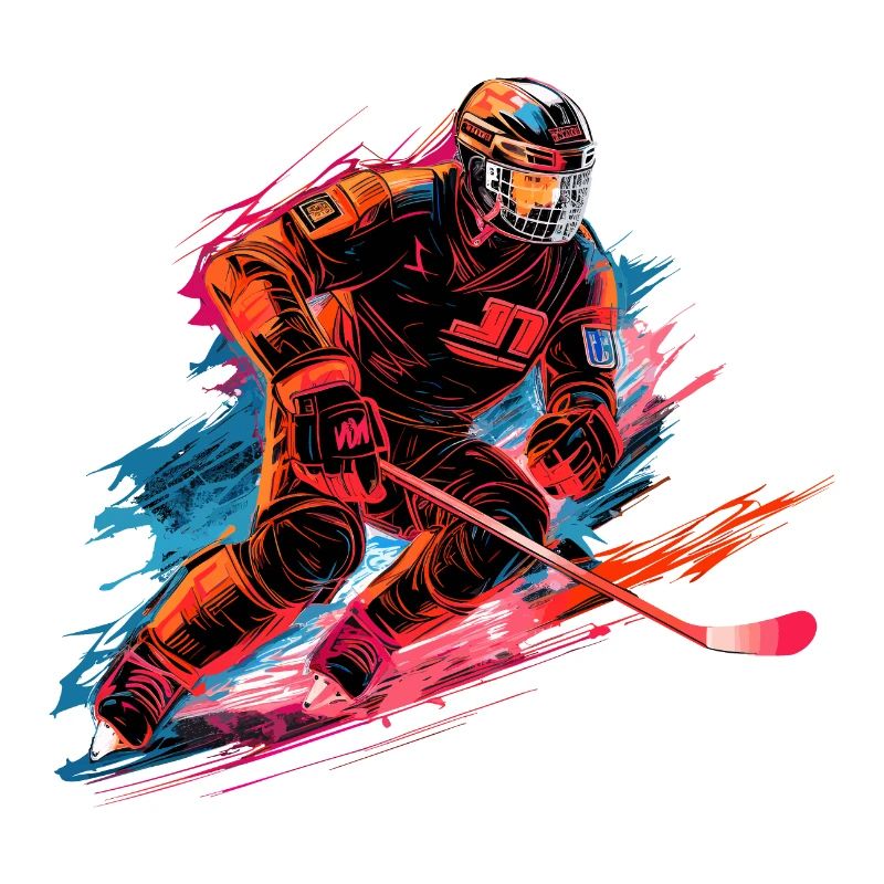 Hockeyspieler mit Hockeyschläger auf der Eisbahn