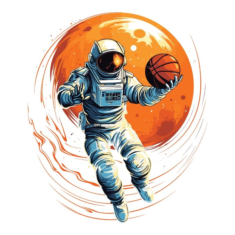 Astronaute basketteur dans l’espace, illustration de bande dessinée