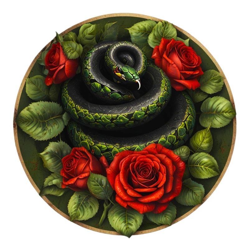Snake and red roses