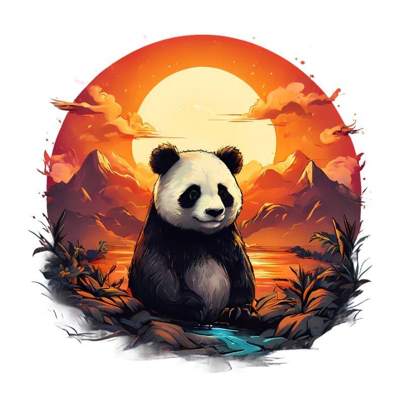 Vintage Panda Sunset