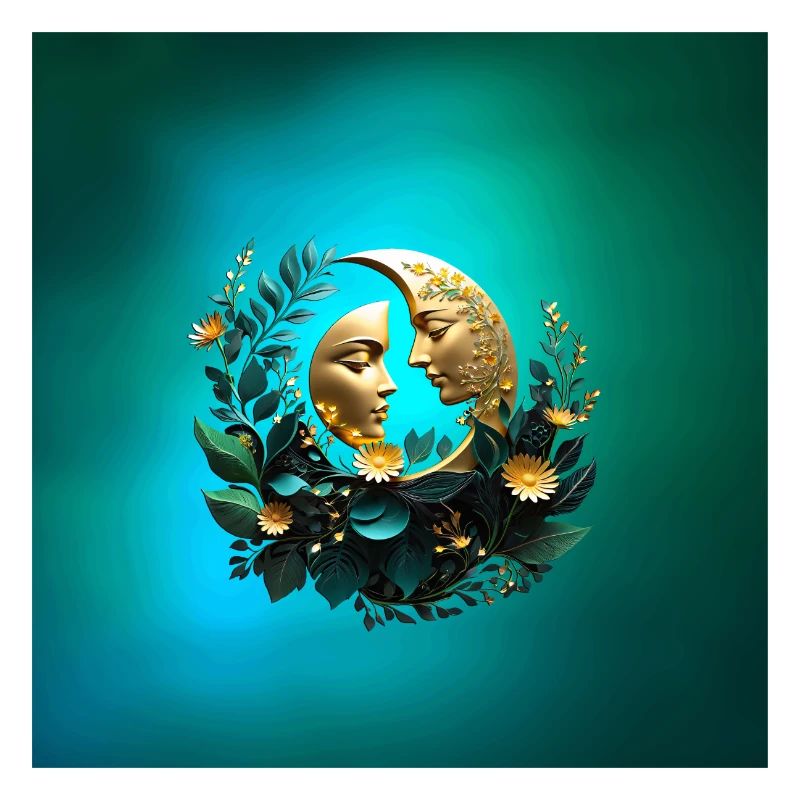 Two decorated crescent moons