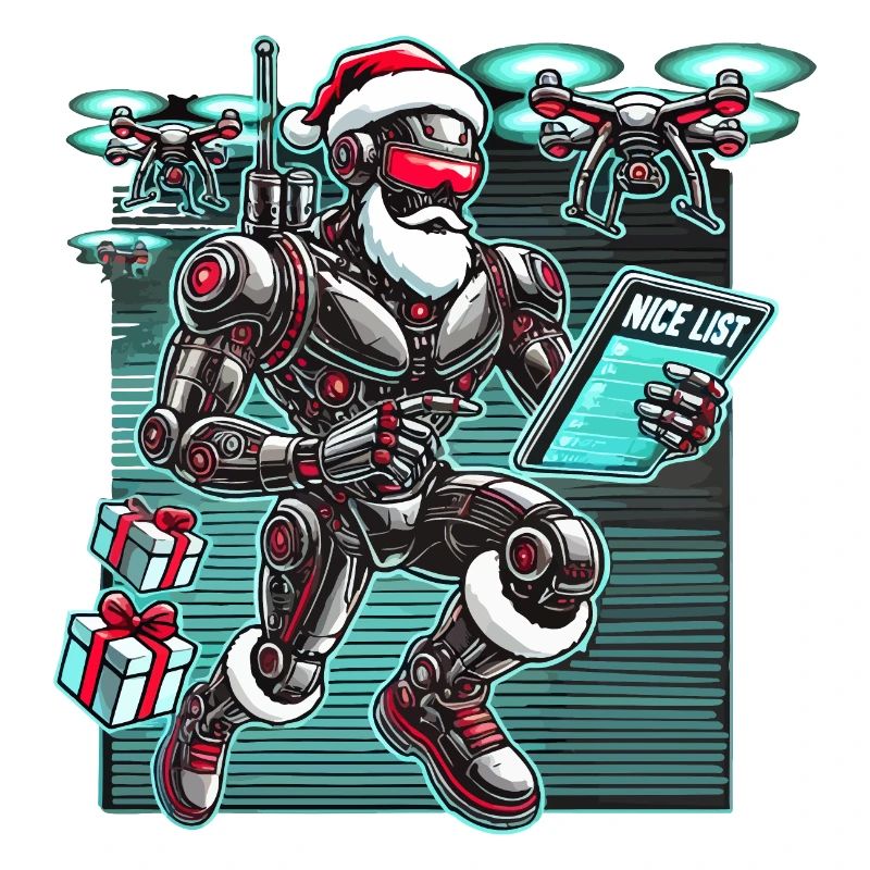 AI Santa Robot with Drones Future Christmas Helper