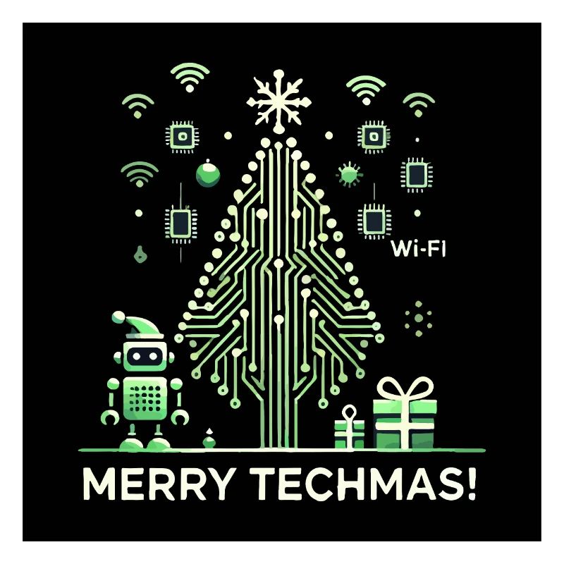 Merry Techmas - Robot and Circuit Christmas Tree