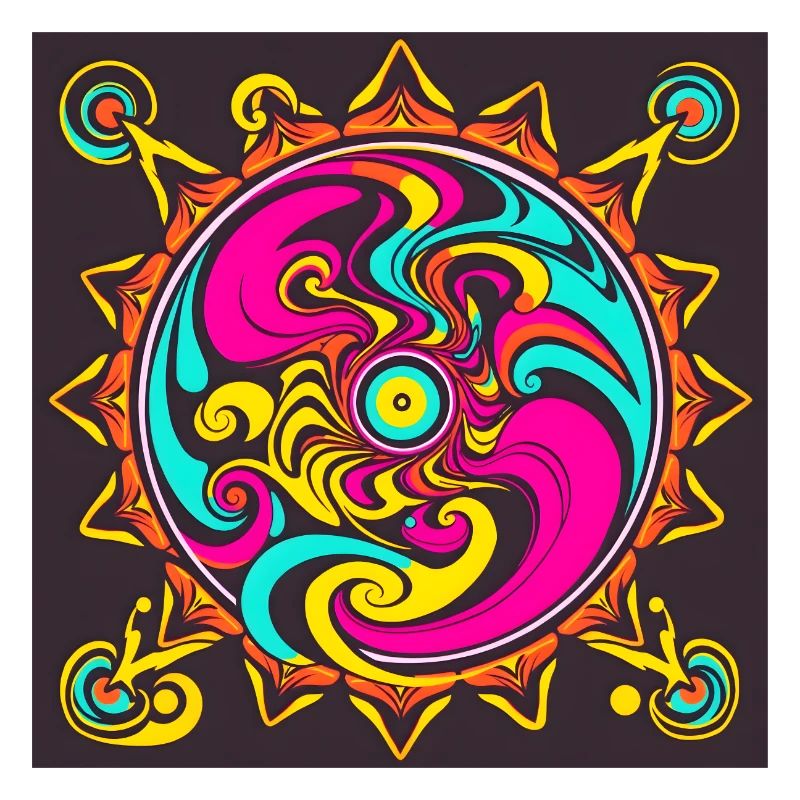 Conception de soleil psychédélique aux couleurs vives