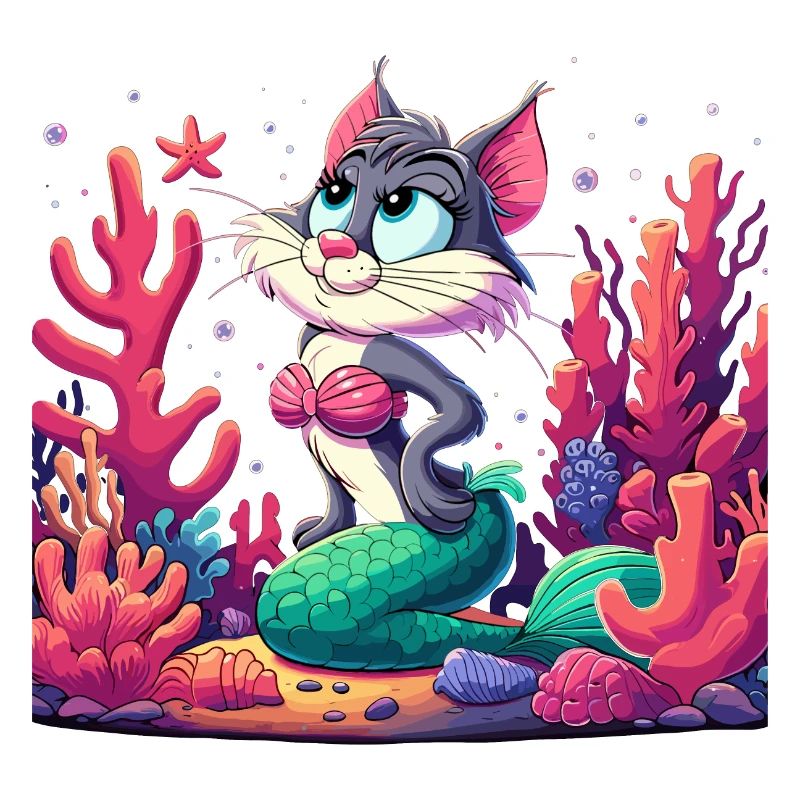 Sirène Sirène Chat Chat Eau Chat Cadeau