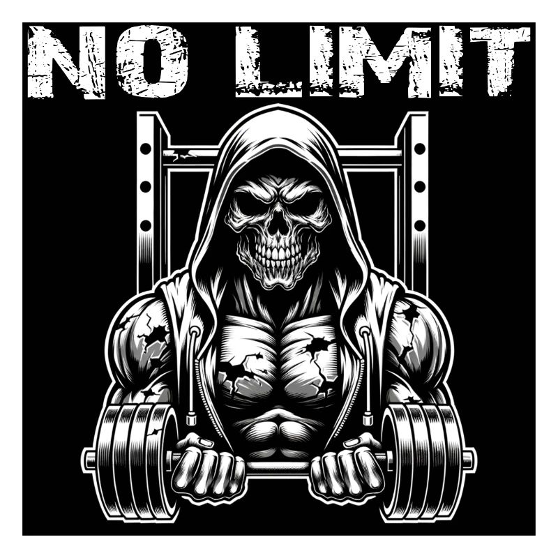 No Limit Hard Workout Skull with Dumbbell