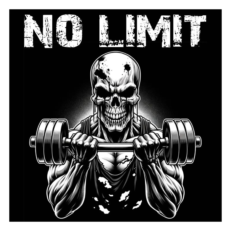 No Limit Hard Workout Skull with Dumbbell