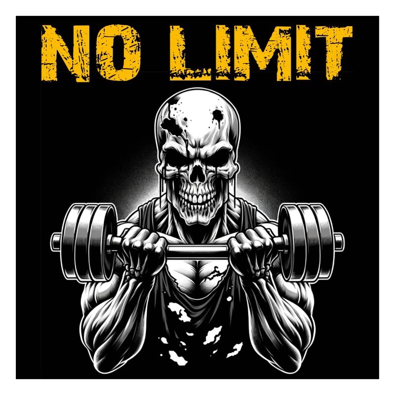 No Limit Hard Workout Skull with Dumbbell