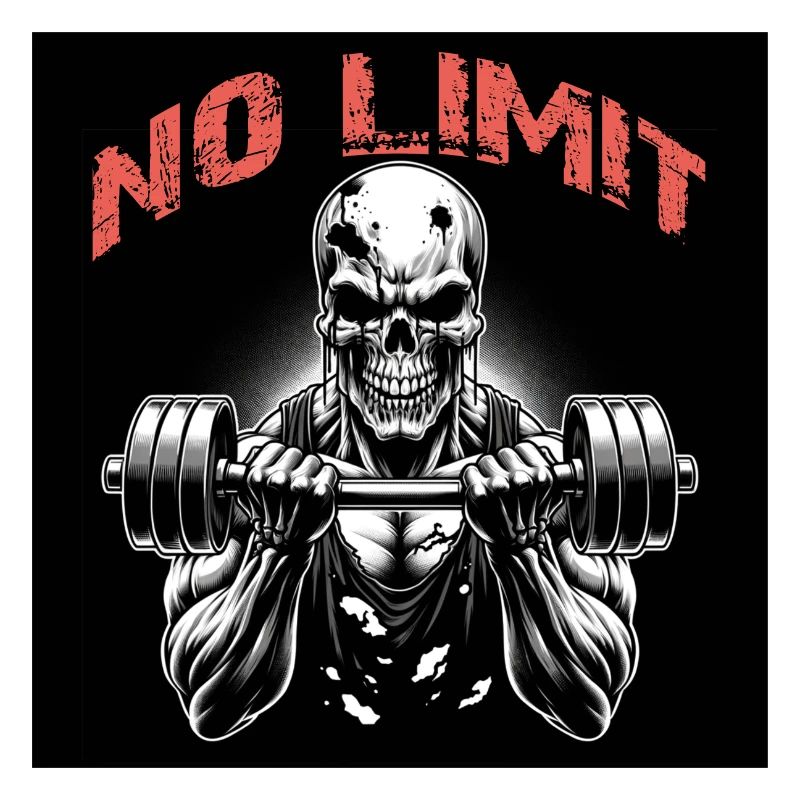No Limit Hard Workout Skull with Dumbbell