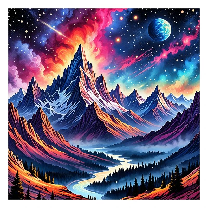 Art abstrait de belles montagnes