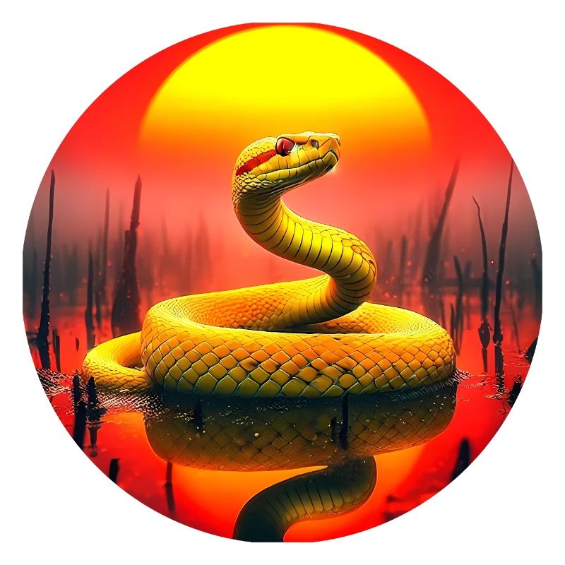 Serpent Doré au Couché du Soleil