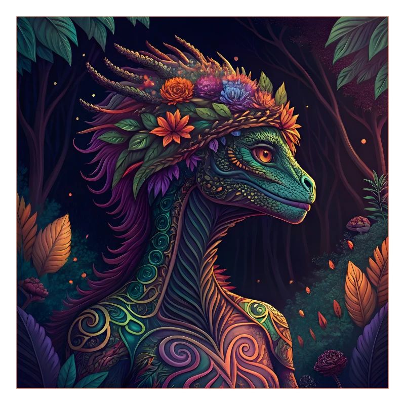 Mythical Jungle Dragon Illustration