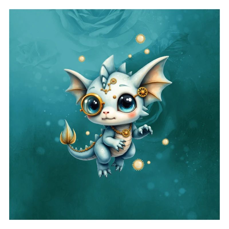 Steampunk Dragon Blue Monocle