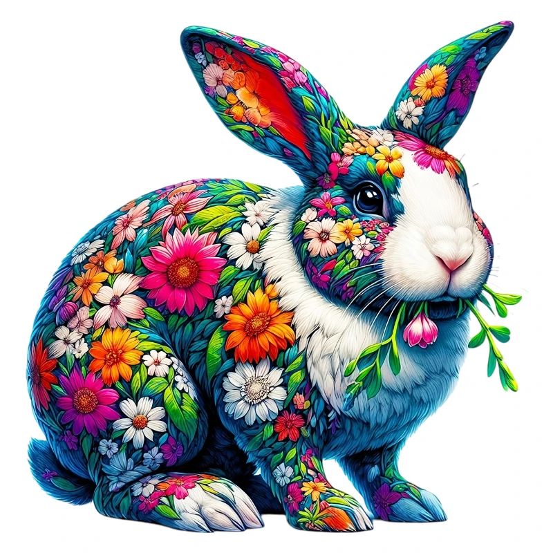 Lapin décoré de fleurs