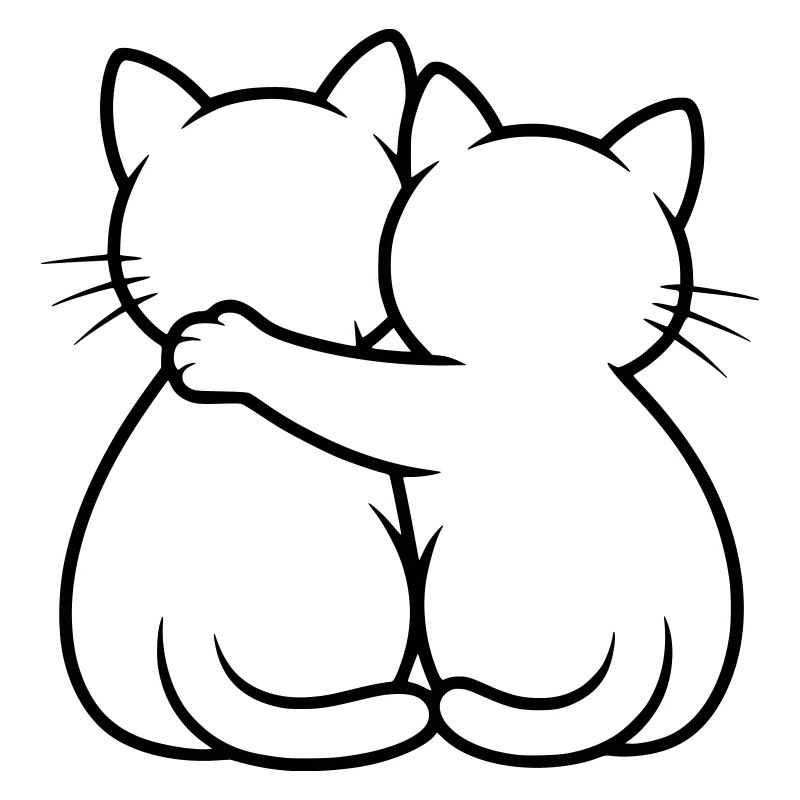 Cats couple hugging, hugging kitten, cat