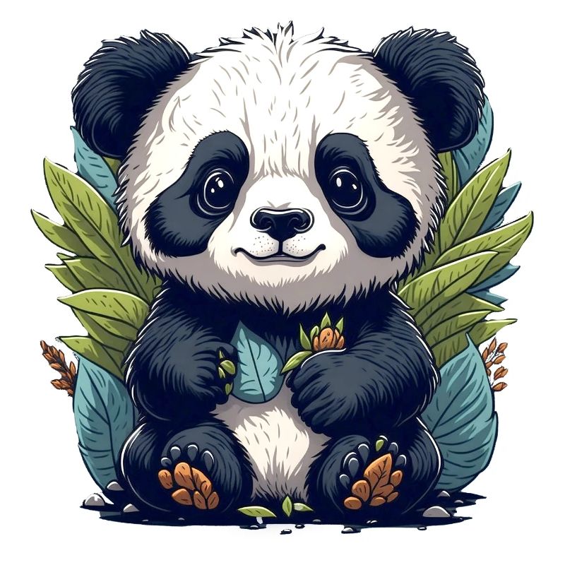 Le panda dans la forêt de feuilles