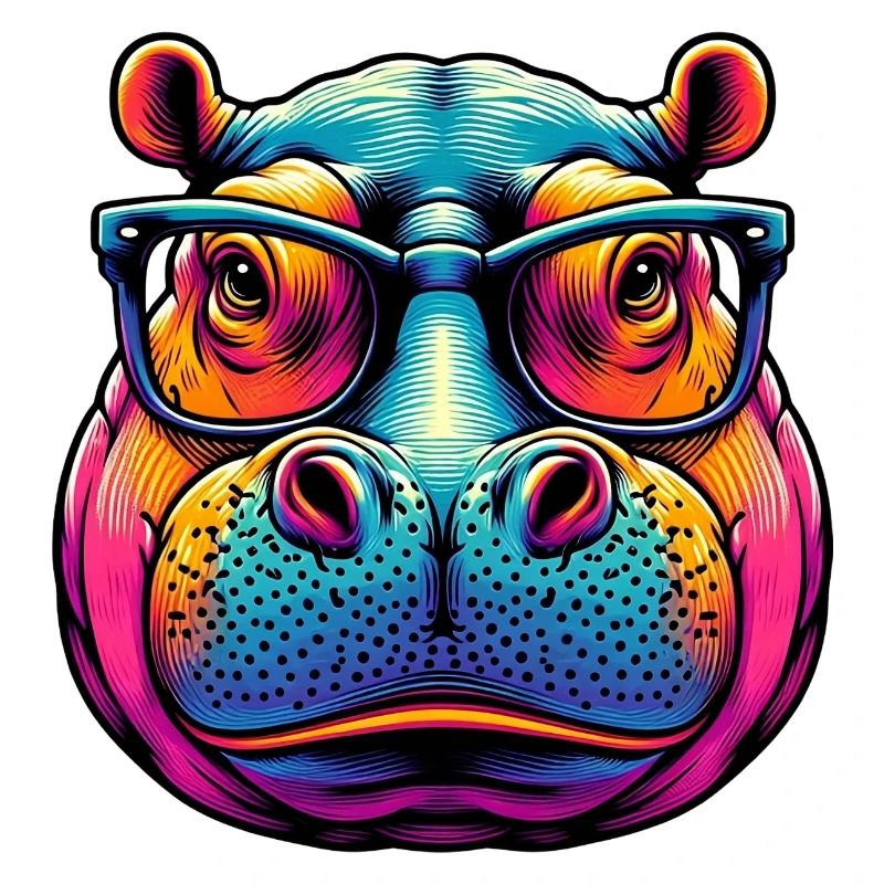 Nilpferd mit Brille