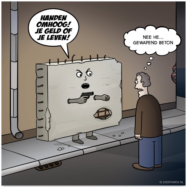 Evert Kwok cartoon 'Gewapend beton'
