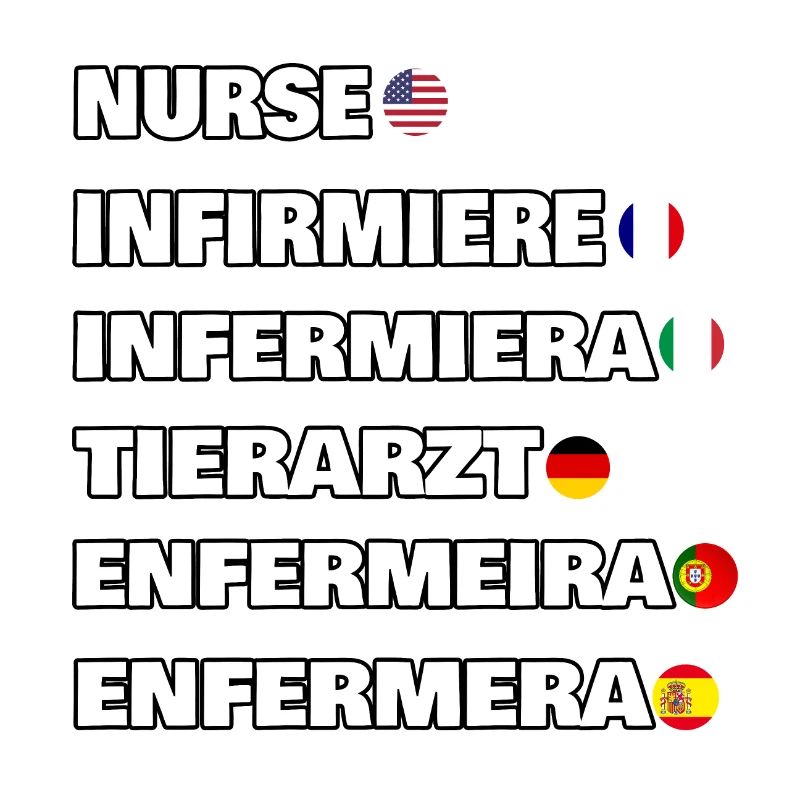 Infirmière en 6 langues différentes