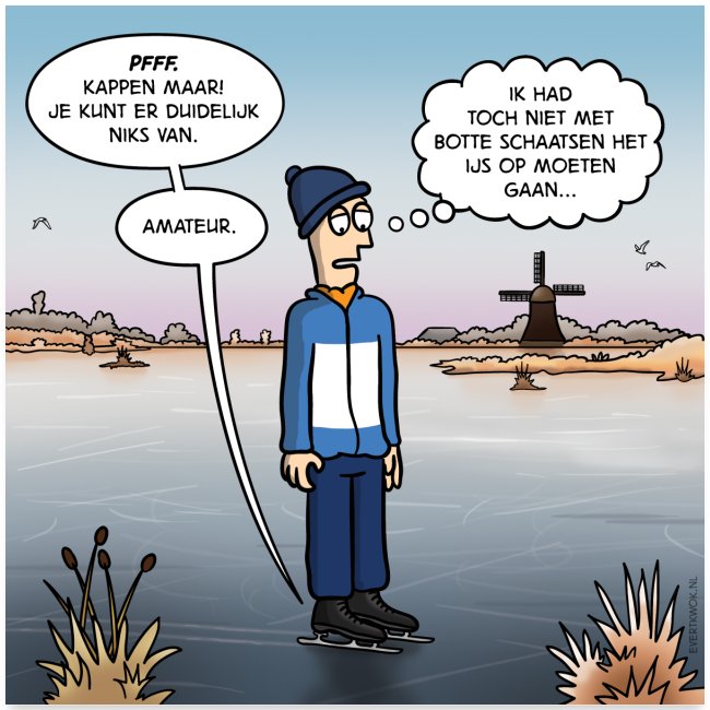 Evert Kwok cartoon 'Botte schaatsen'