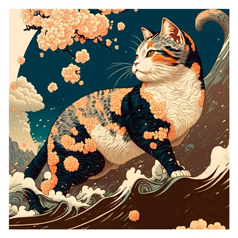 Ukiyo Strand Landschaft mit Katze