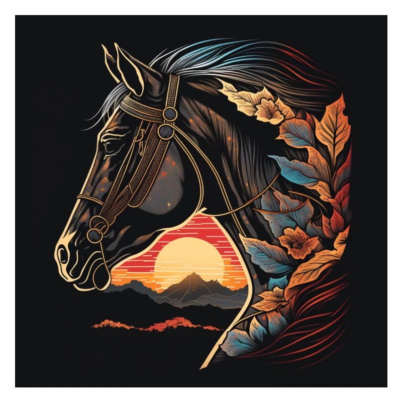 Affiche cheval à Ukiyo - e-Art