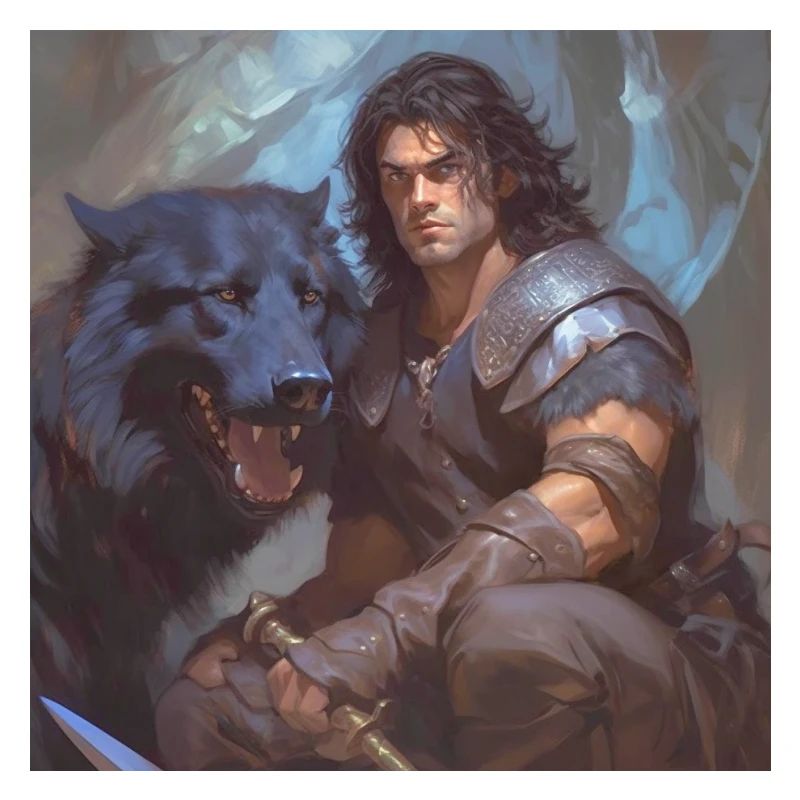 Warrior with Wolf