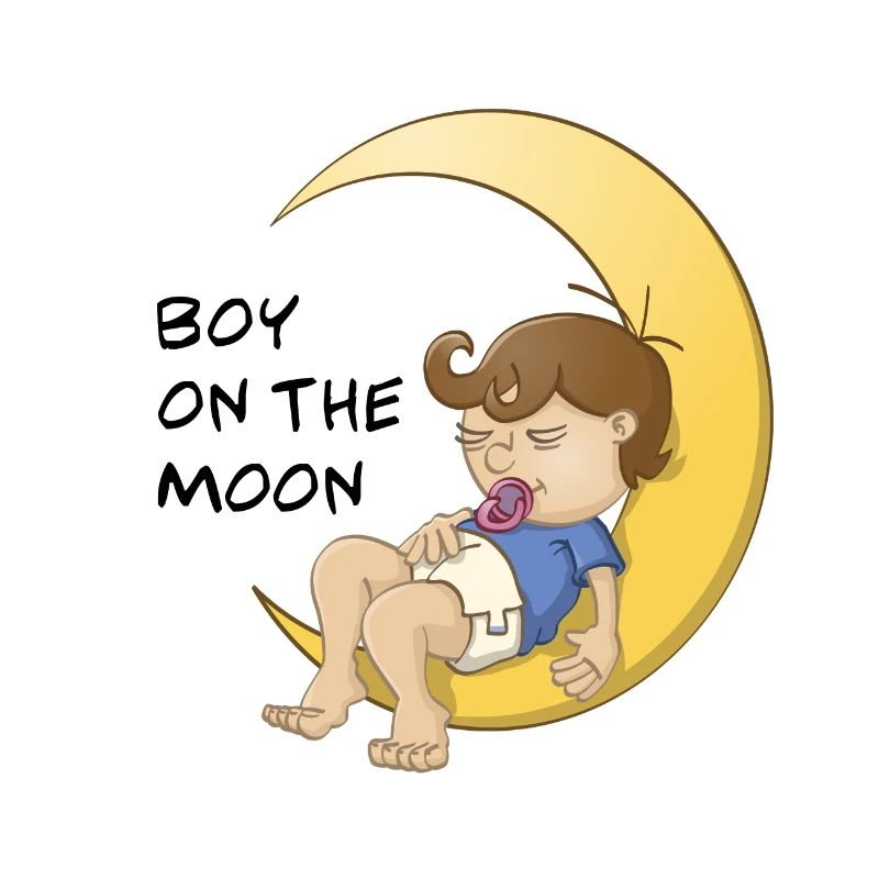Sleeping baby boy on the crescent moon