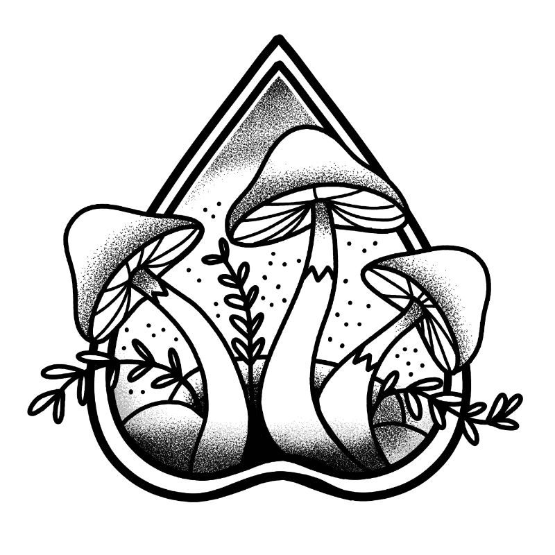 Witchcore Ouija pointer With Three Mushrooms