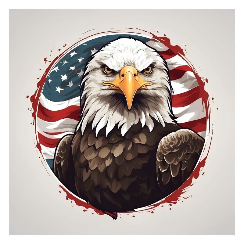 Bald Eagle Portrait with Flag