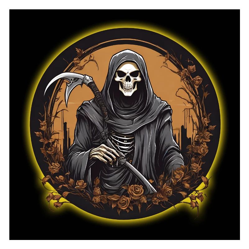 Düsterer Sensenmann Reaper Skelett mit Sense