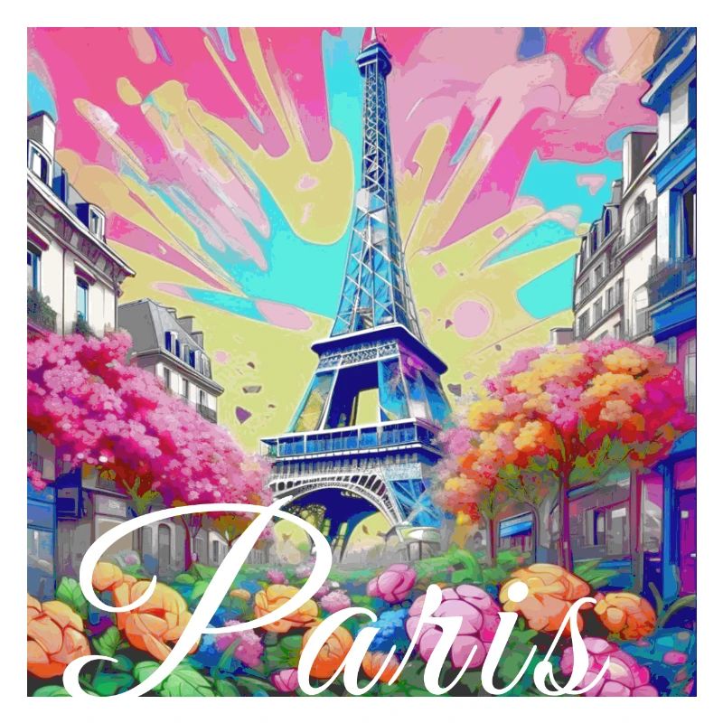 Paris,poster, spring,flowers, Eiffel Tower