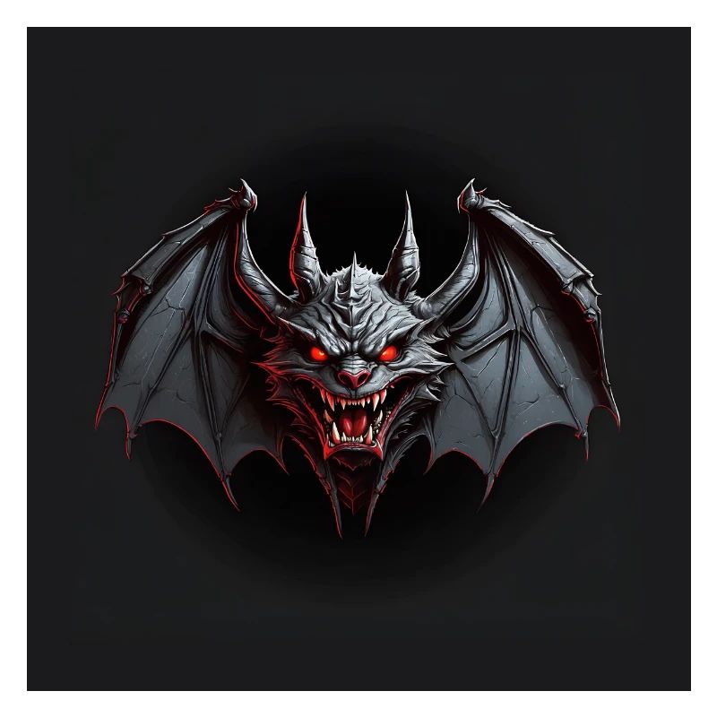 Devilish bat red eyes long teeth