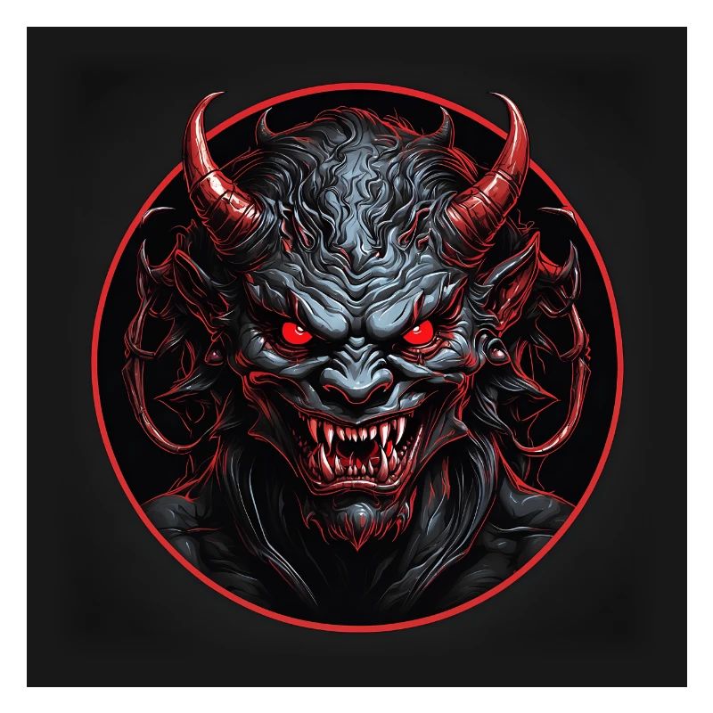 Devil with red glowing eyes