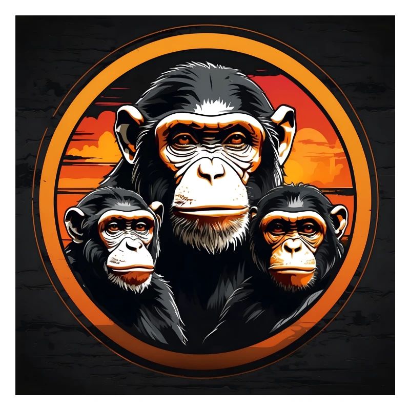 Three chimpanzees chimpanzee group family