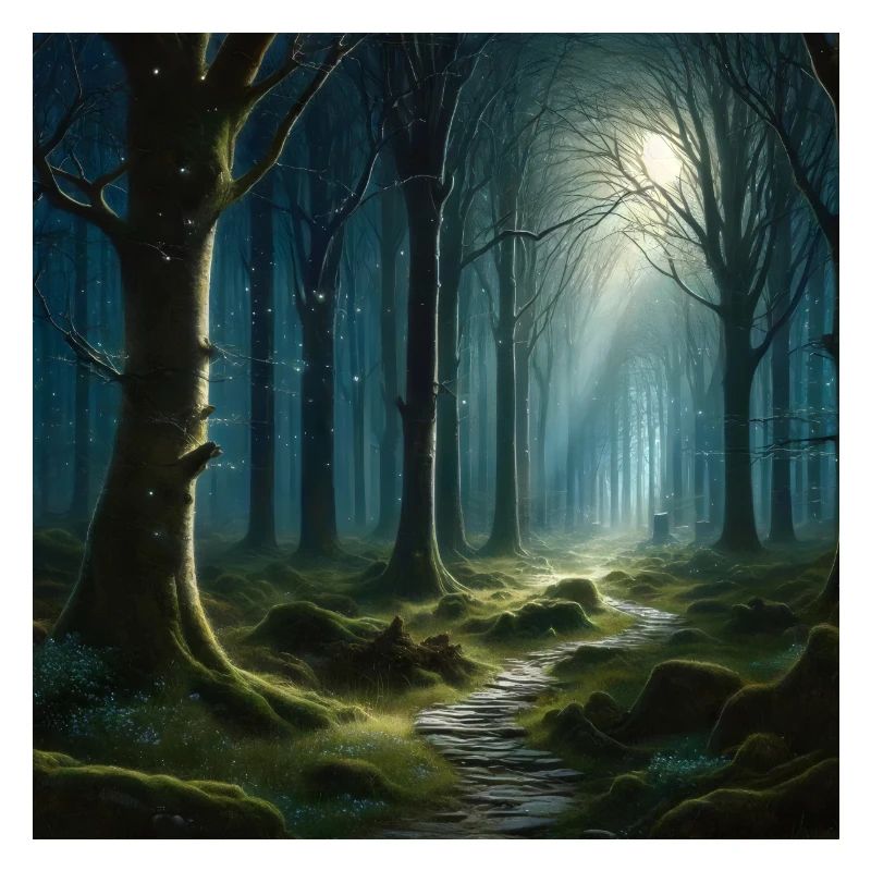 Poster Forest Path at Night
