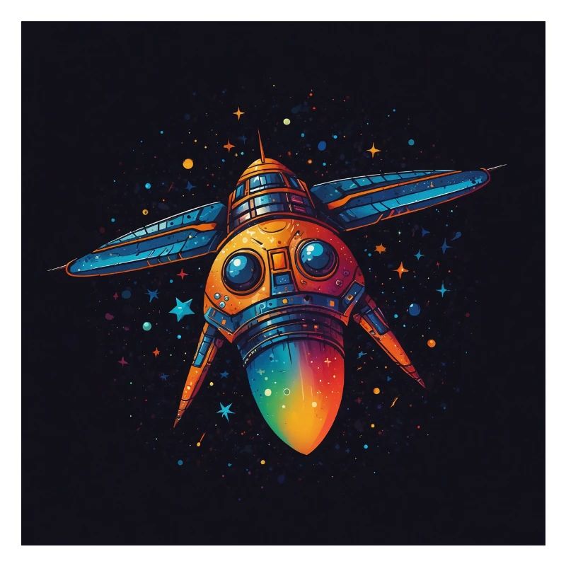 Spaceship on its way in space to distant planets