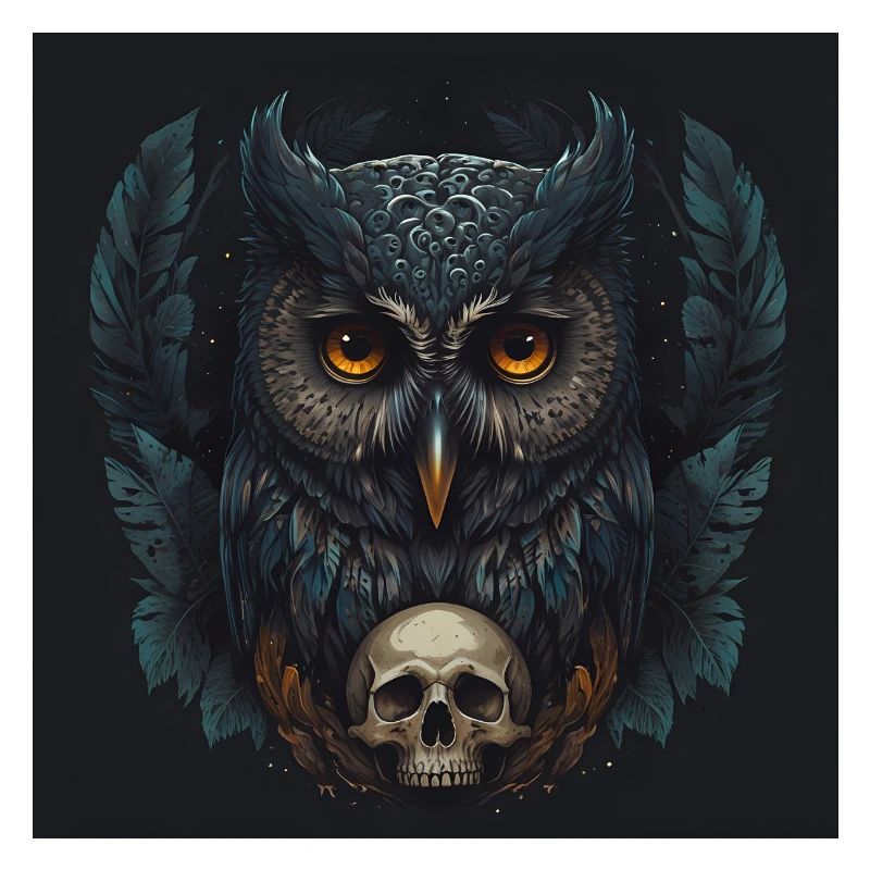 Dekorative dunkle unheimliche Eule mit Skull