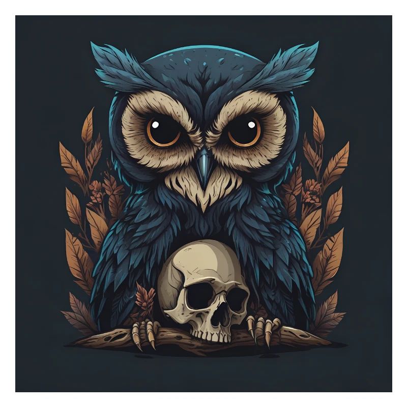 Dekorative dunkle unheimliche Eule mit Skull