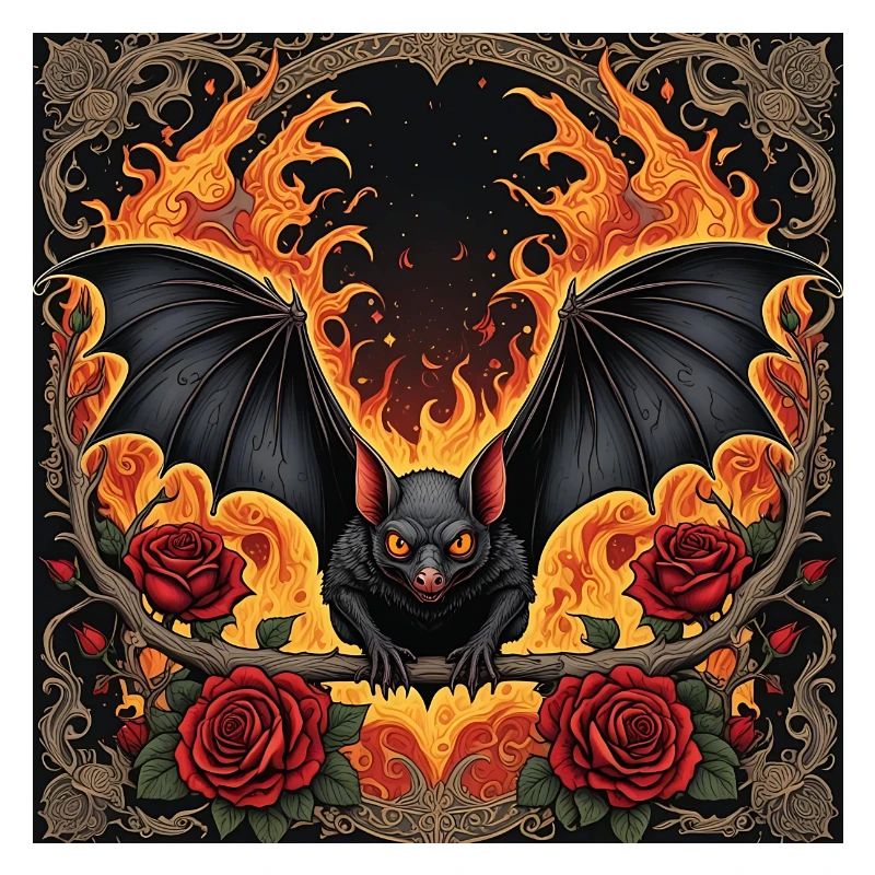 Bat and Fire Burning Bat