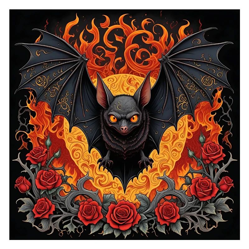 Bat and Fire Burning Bat