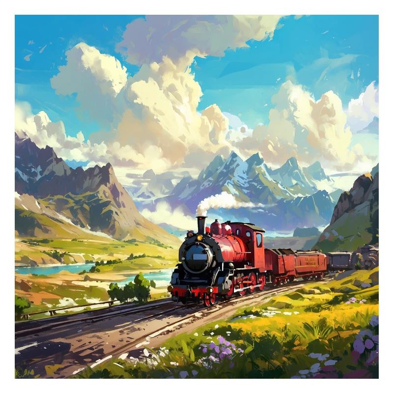 Nostalgie Eisenbahn Dampflokomotive mit Waggons
