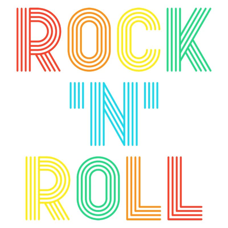 Rock'N'Roll Multicolored Retro Text