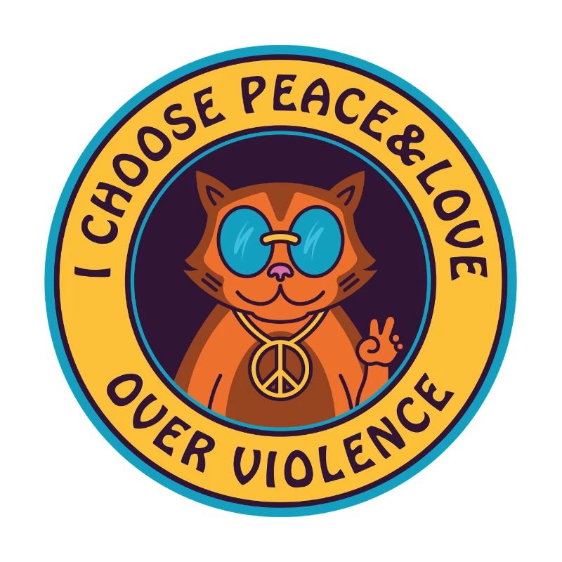 Friede und Liebe statt Gewalt - Katze mit Peace-Zeichen