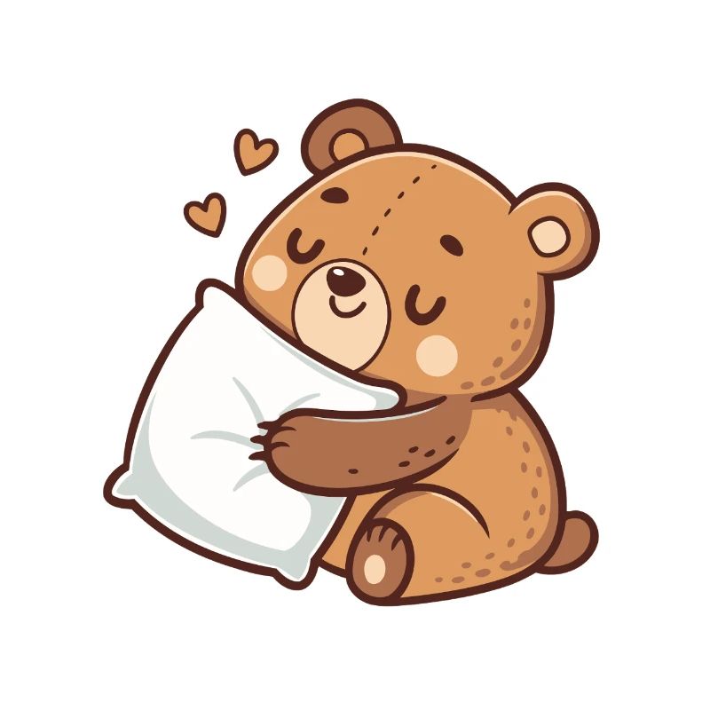 Soft cuddly bear on pillow
