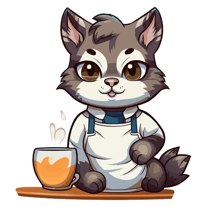 Kaffeekätzchen im Barista-Outfit